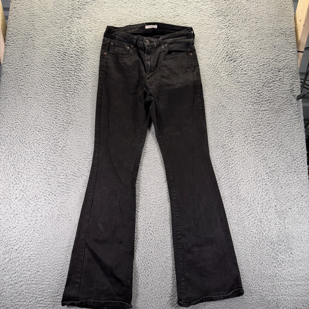 Levi's 726 Jeans Womens 32x32 Black Cotton Denim Flared Workwear Travel Stretch